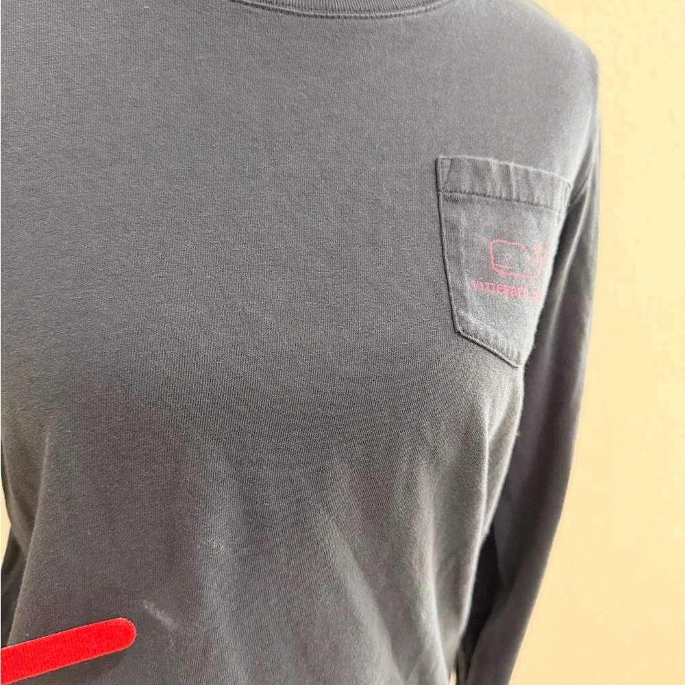 Vineyard Vines Youth Navy Long Sleeve Tee| Pink Logo Details | Preppy Coastal